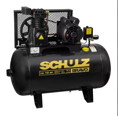 Compressor de ar 10 pés 100L 2 hp 140 lbs monofásico